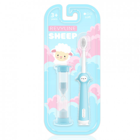 Детская зубная щетка Revyline Sheep 3+ с песочными часами, голубая